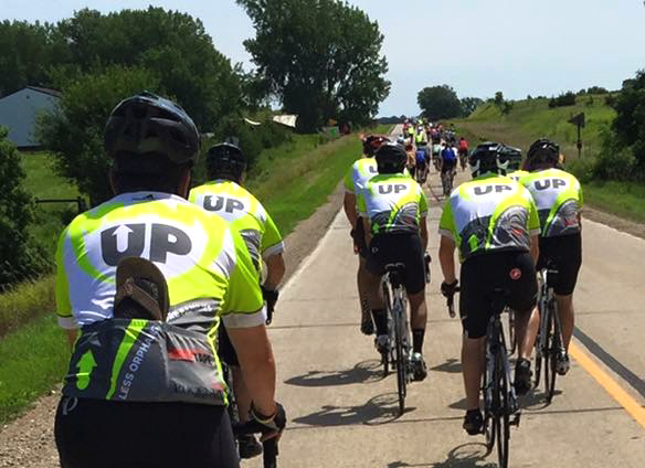 The Man Up and Go team makes their way along the rural roads of Iowa.